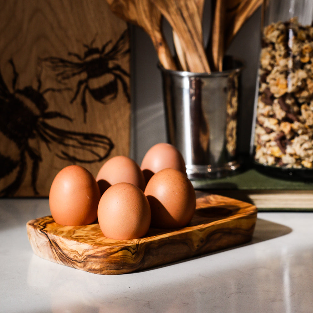 Olive Wood Egg Cup Holder