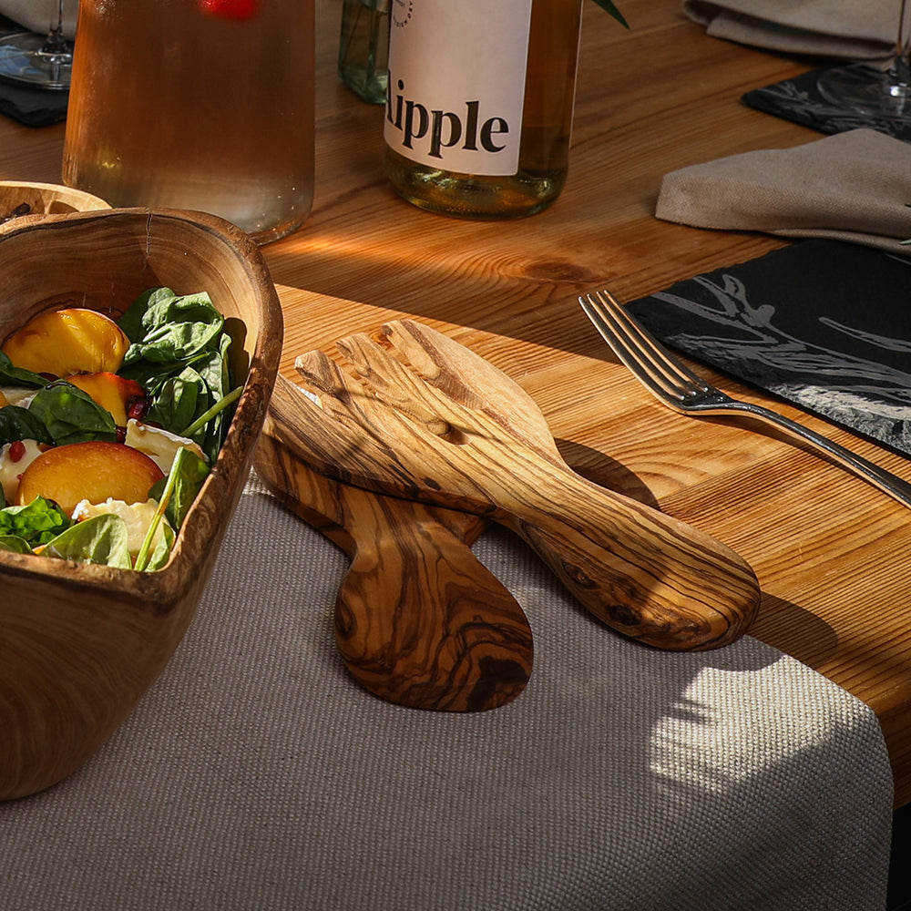 Olive Wood Salad Hands Set