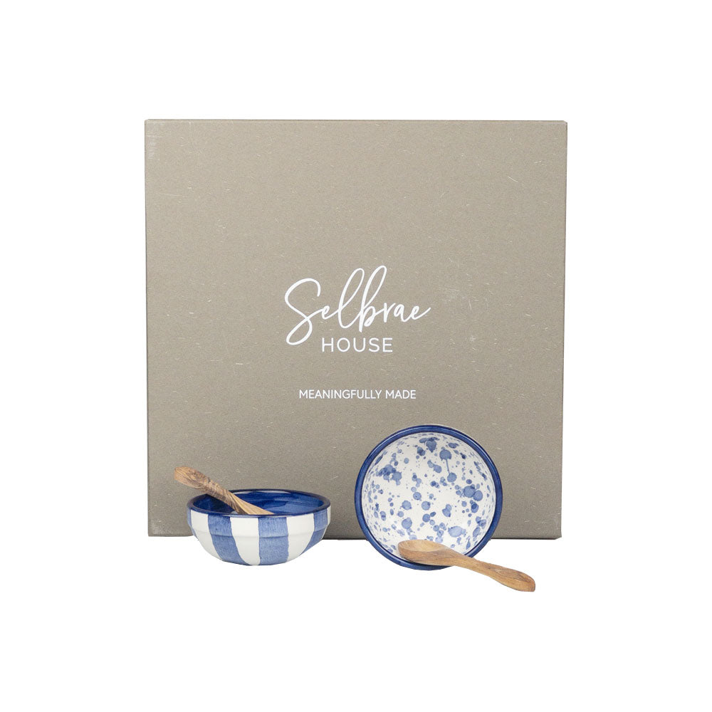 Speckle Stripe Ceramic Bowl & Spoon Set