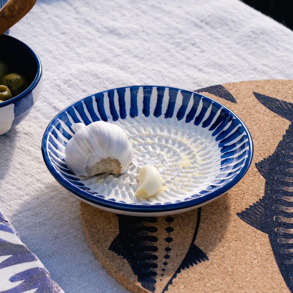 Blue Stripe Ceramic Garlic Grater