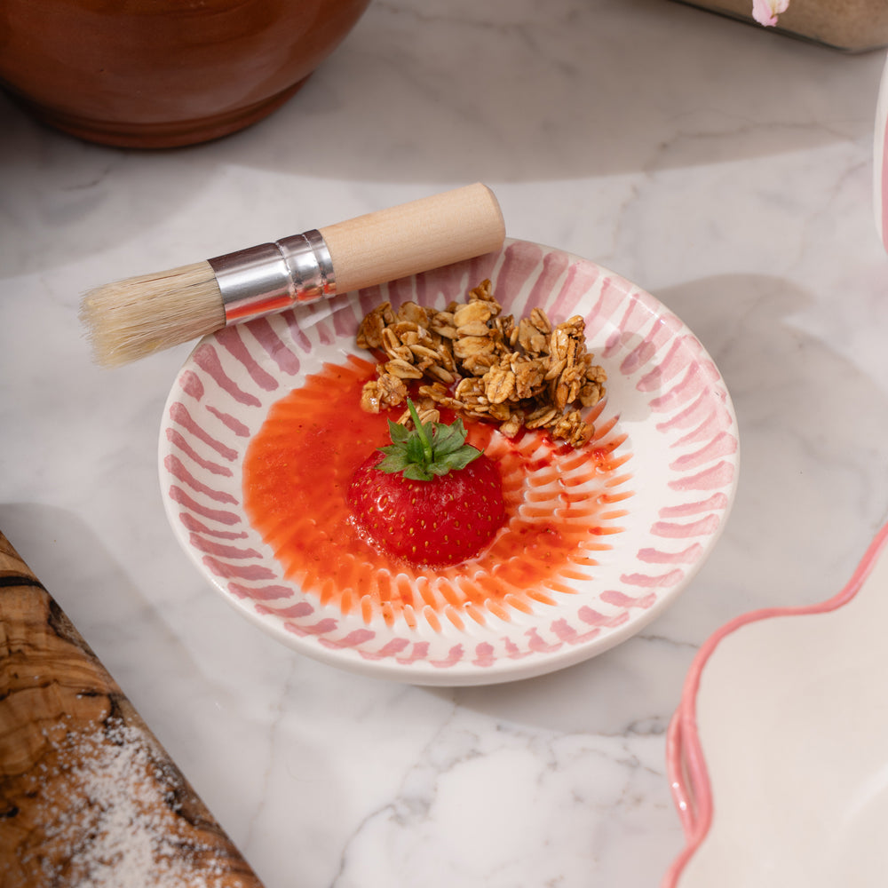 Pink Heart Ceramic Garlic Grater & Brush Set