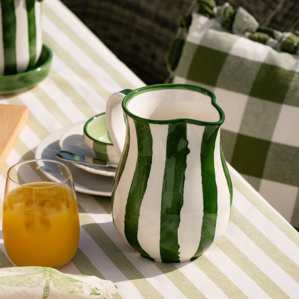 Green Stripe Ceramic Jug