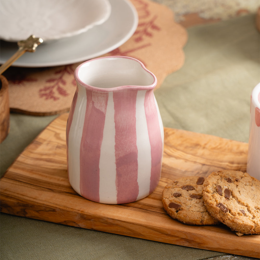 Pink Stripe Small Ceramic Jug