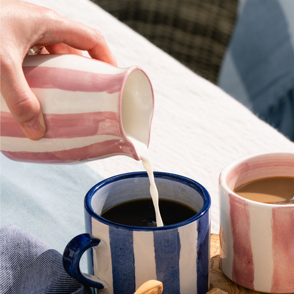 Pink Stripe Small Ceramic Jug
