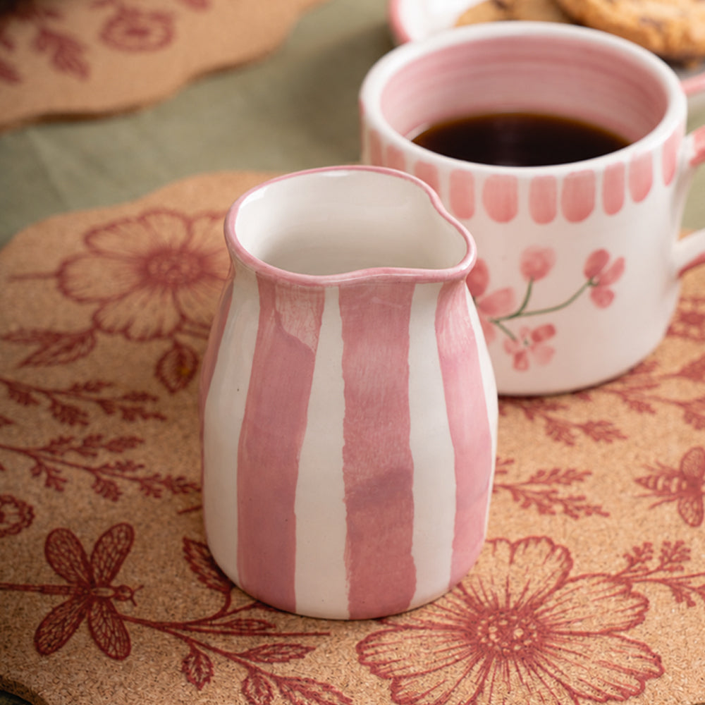 Pink Stripe Small Ceramic Jug