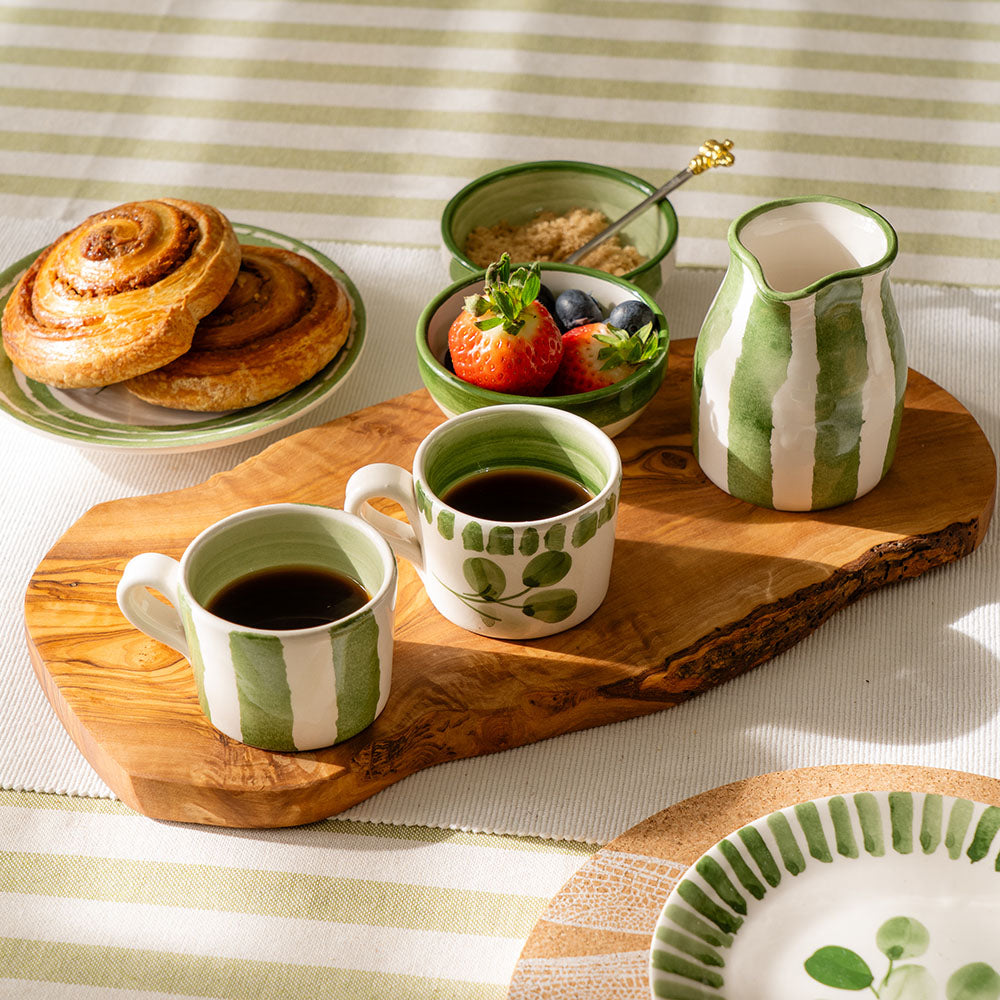 Green Stripe Small Ceramic Jug