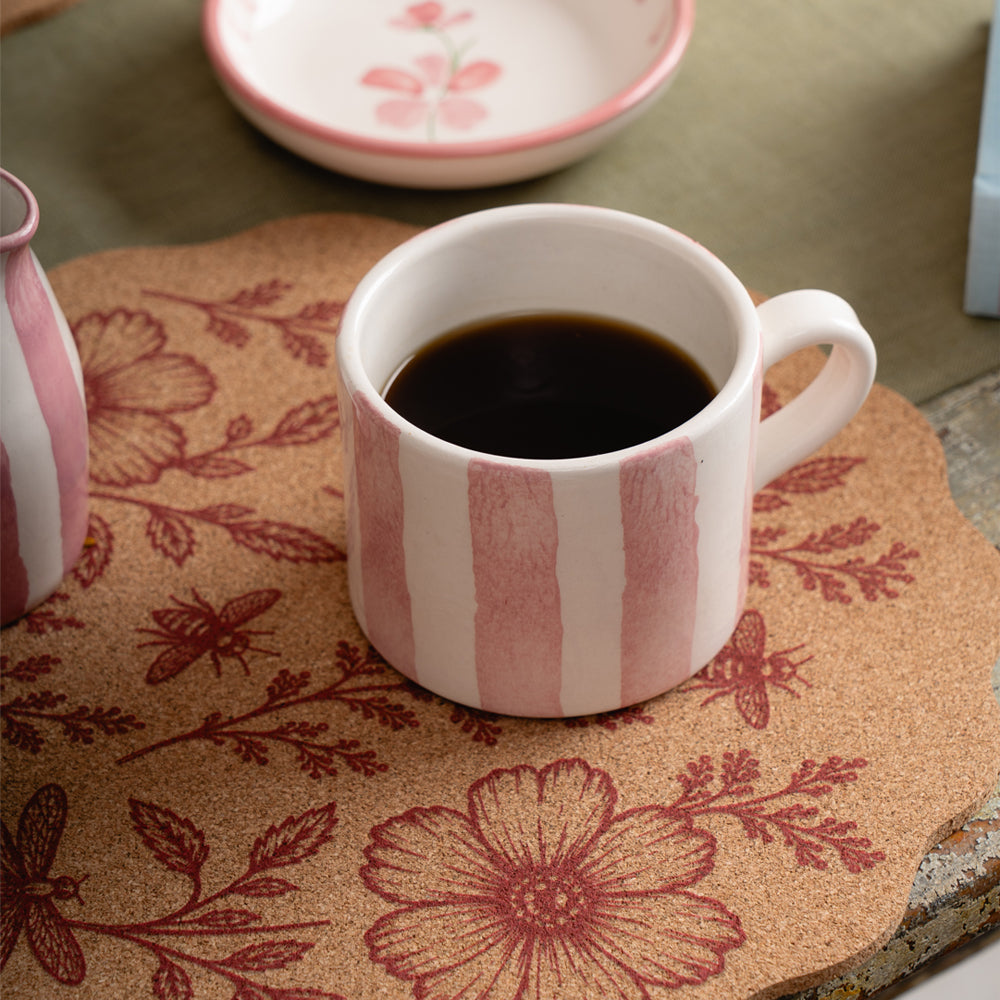 Pink Stripe Large Ceramic Mug
