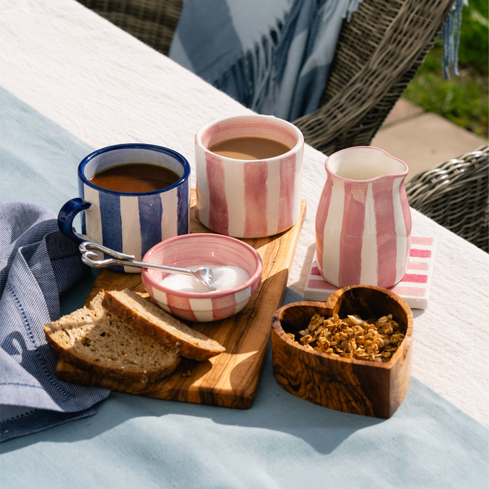 Pink Stripe Large Ceramic Mug