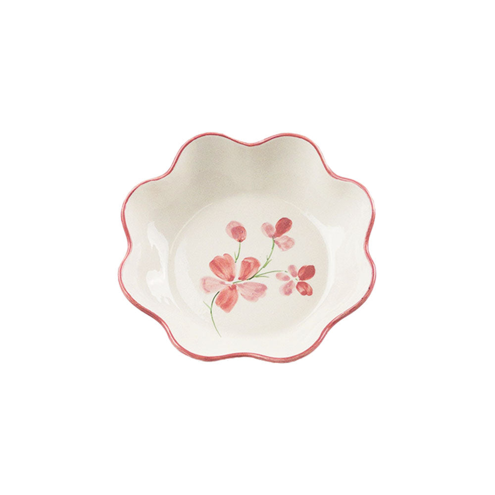 Pink Bloom Ceramic Scalloped Bowl