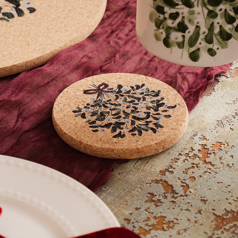 Mistletoe Cork Coaster