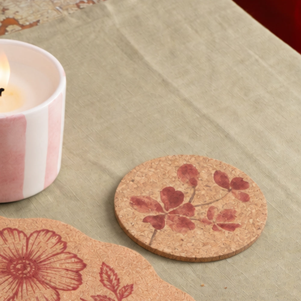 Pink Bloom Single Cork Coaster