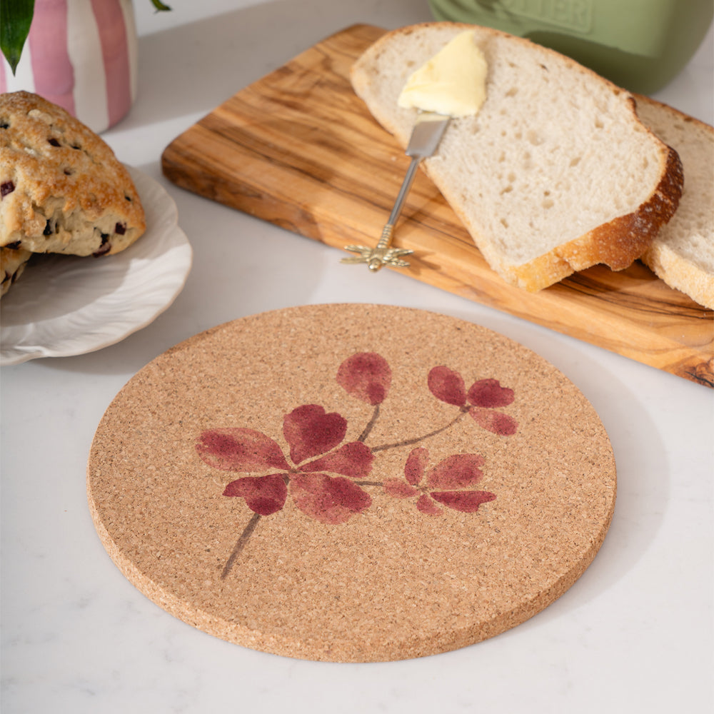 Cork Pot Stand - Pink Bloom