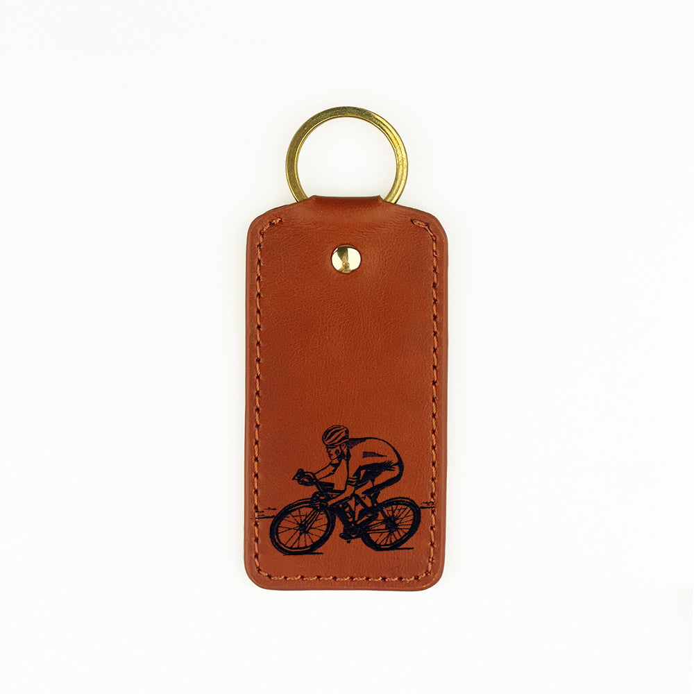Cycling Leather Keyring