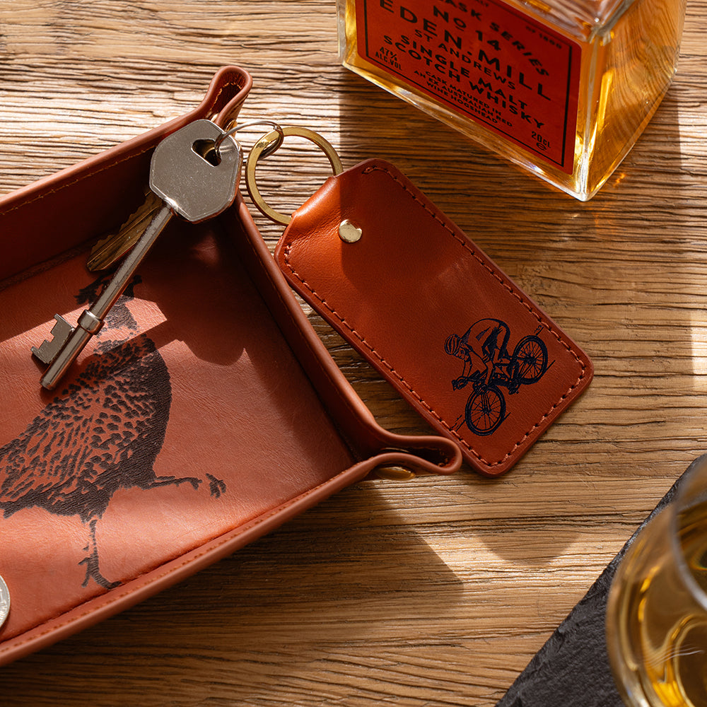 Cycling Leather Keyring