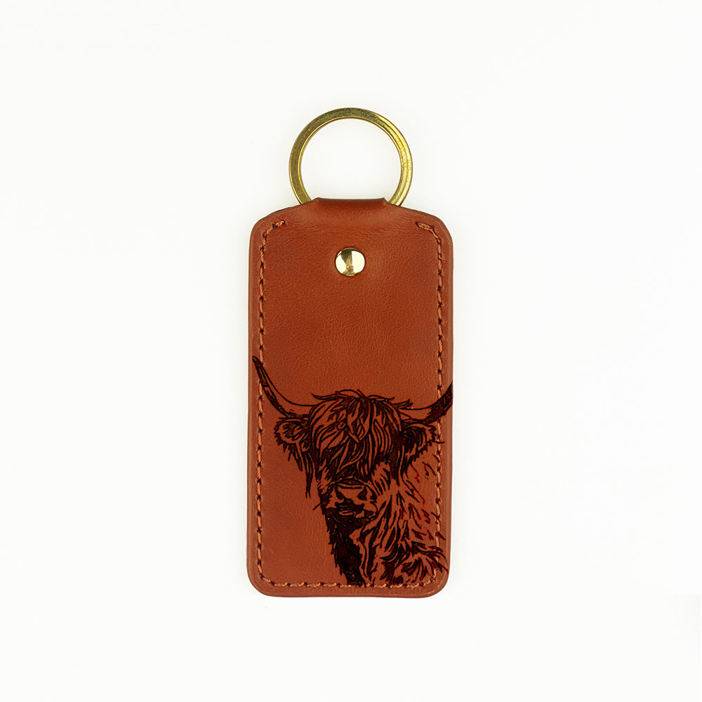 Highland Cow Leather Keyring