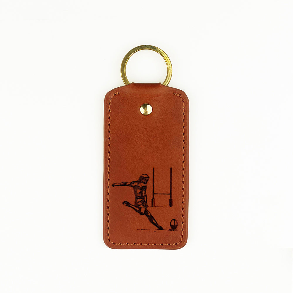 Rugby Leather Keyring