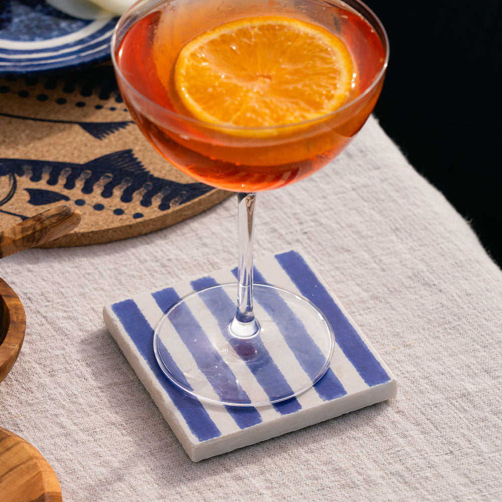 Blue Stripe Single Stone Coaster