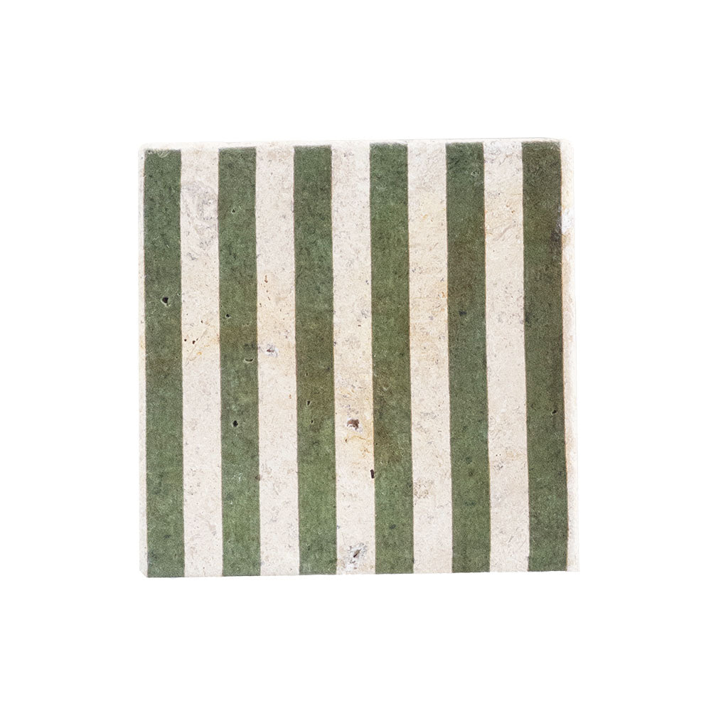 Green Stripe Single Stone Coaster