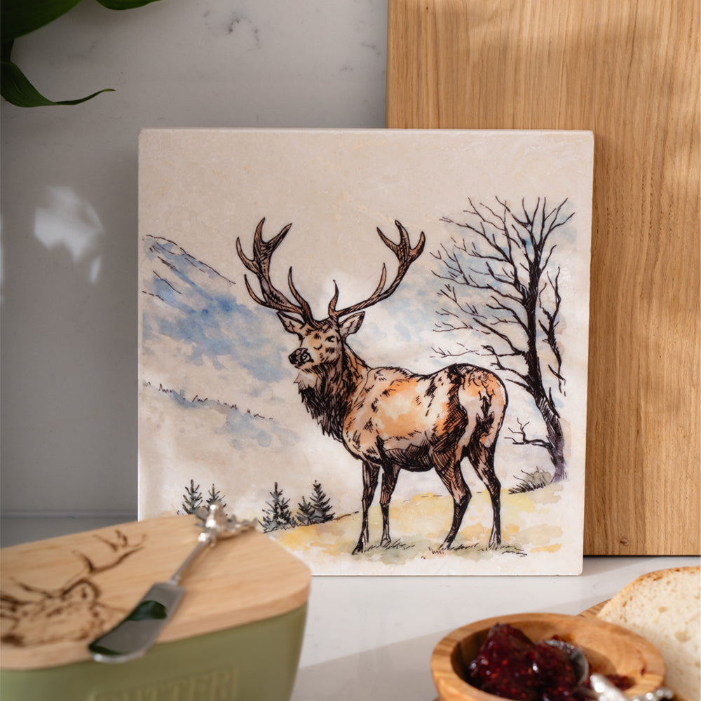 Scenic Stag Stone Pot Stand