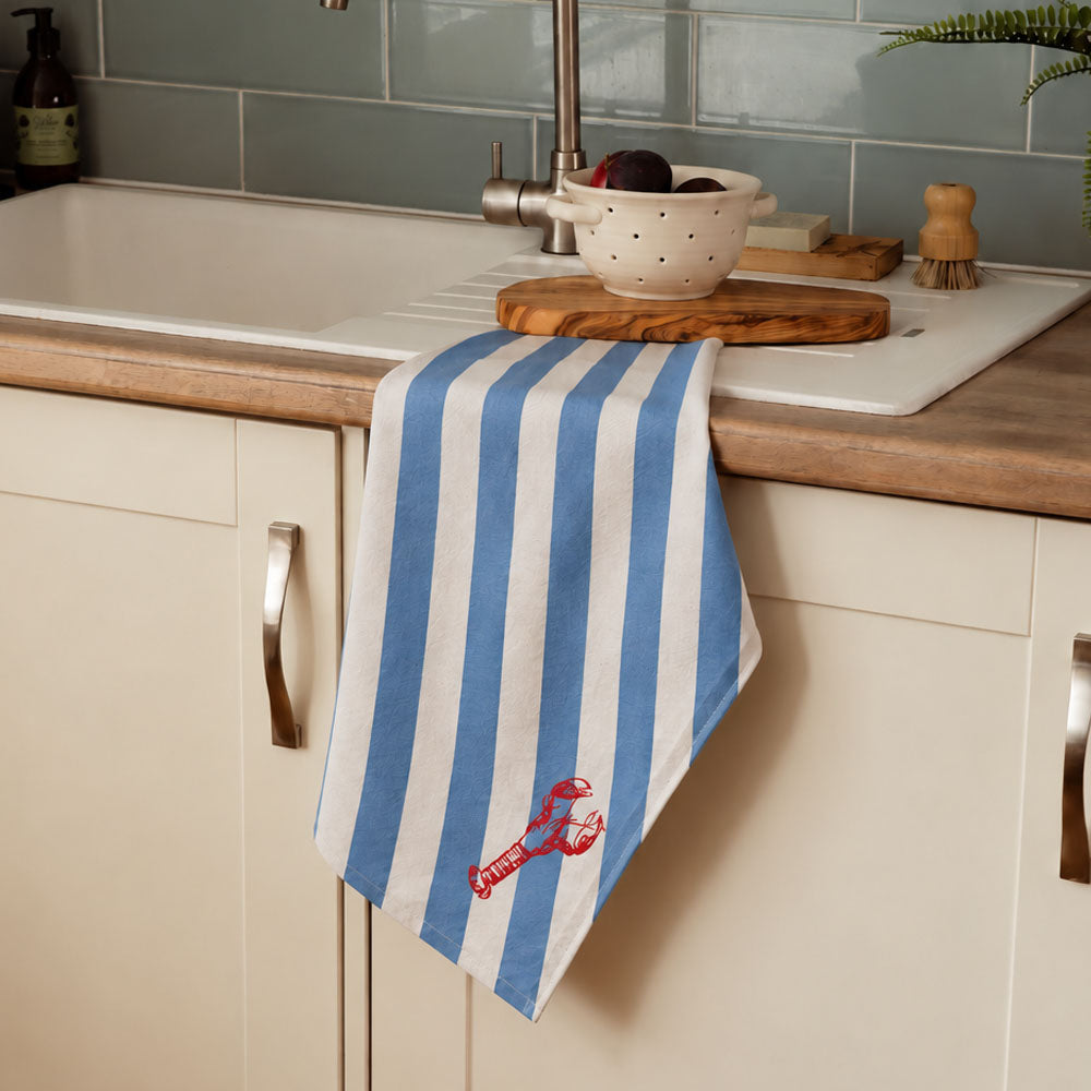 Blue Stripe Lobster Cotton Tea Towel
