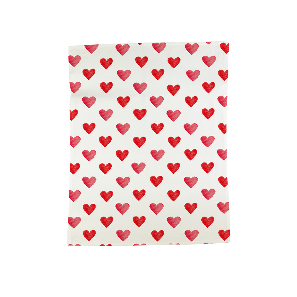 Pink Hearts Cotton Tea Towel